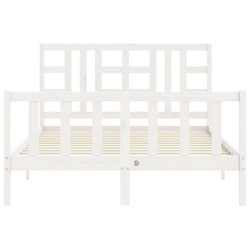 Sengeramme med sengegavl 140x200 cm massivt træ hvid