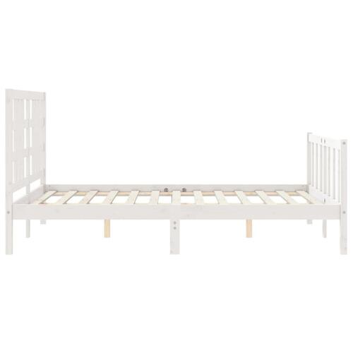 Sengeramme med sengegavl 140x200 cm massivt træ hvid