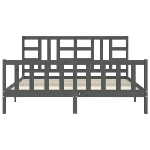 Sengeramme med sengegavl 180x200 cm massivt træ grå