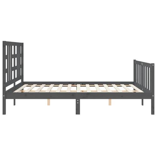 Sengeramme med sengegavl 180x200 cm massivt træ grå