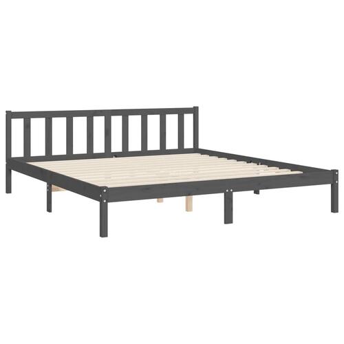 Sengeramme med sengegavl 180x200 cm massivt træ grå