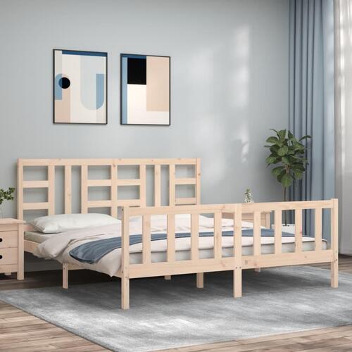 Sengeramme med sengegavl 180x200 cm massivt træ