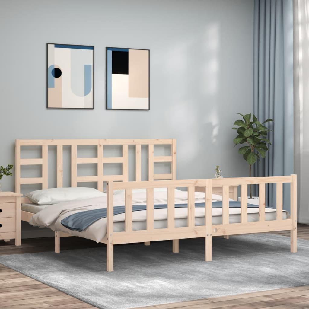 Sengeramme med sengegavl 180x200 cm massivt træ