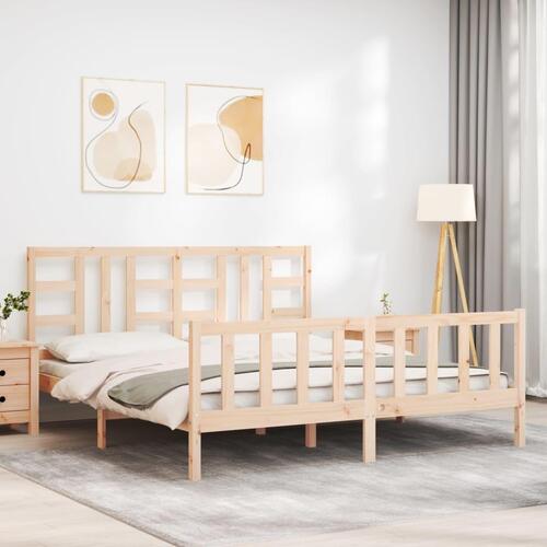 Sengeramme med sengegavl 180x200 cm massivt træ