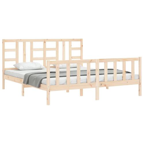 Sengeramme med sengegavl 180x200 cm massivt træ