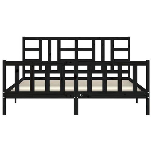 Sengeramme med sengegavl 180x200 cm massivt træ sort
