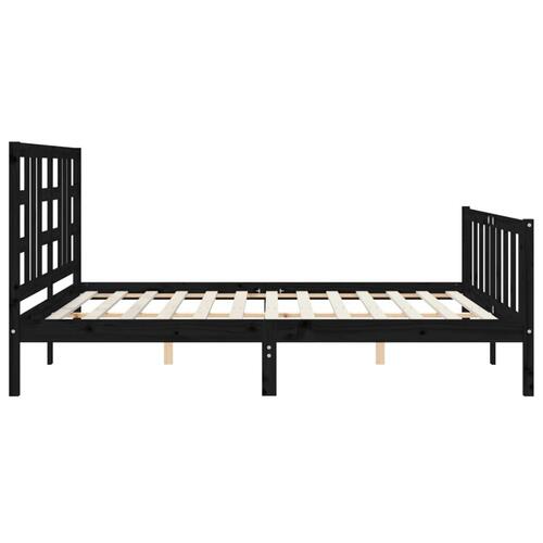 Sengeramme med sengegavl 180x200 cm massivt træ sort