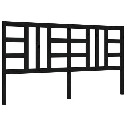Sengeramme med sengegavl 180x200 cm massivt træ sort