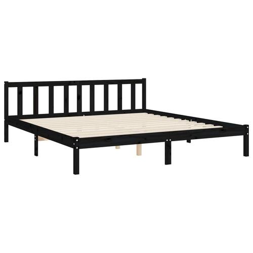 Sengeramme med sengegavl 180x200 cm massivt træ sort