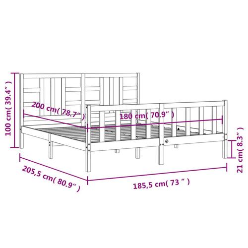 Sengeramme med sengegavl 180x200 cm massivt træ sort