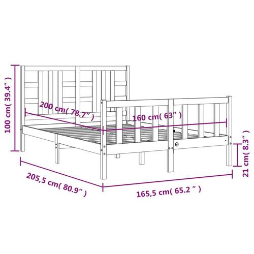 Sengeramme uden madras 160x200 cm massivt fyrretræ