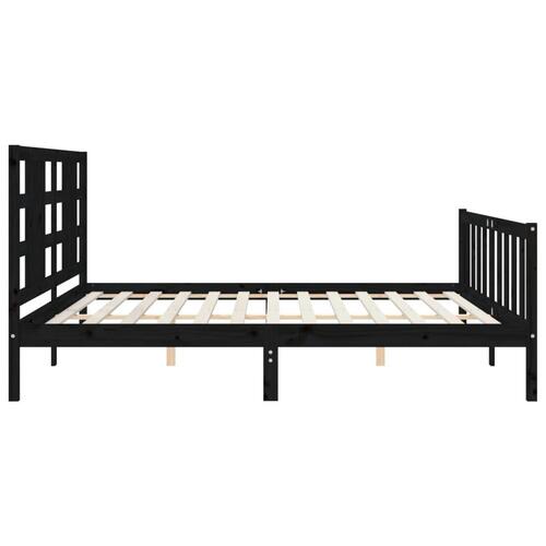 Sengeramme med sengegavl 200x200 cm massivt træ sort