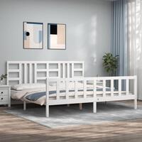 Sengeramme uden madras 200x200 cm massivt fyrretræ hvid