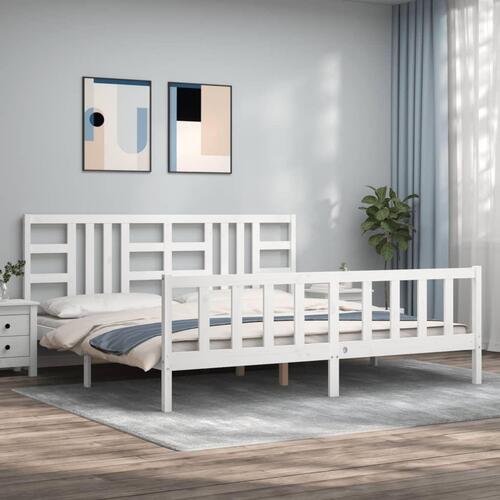 Sengeramme uden madras 200x200 cm massivt fyrretræ hvid