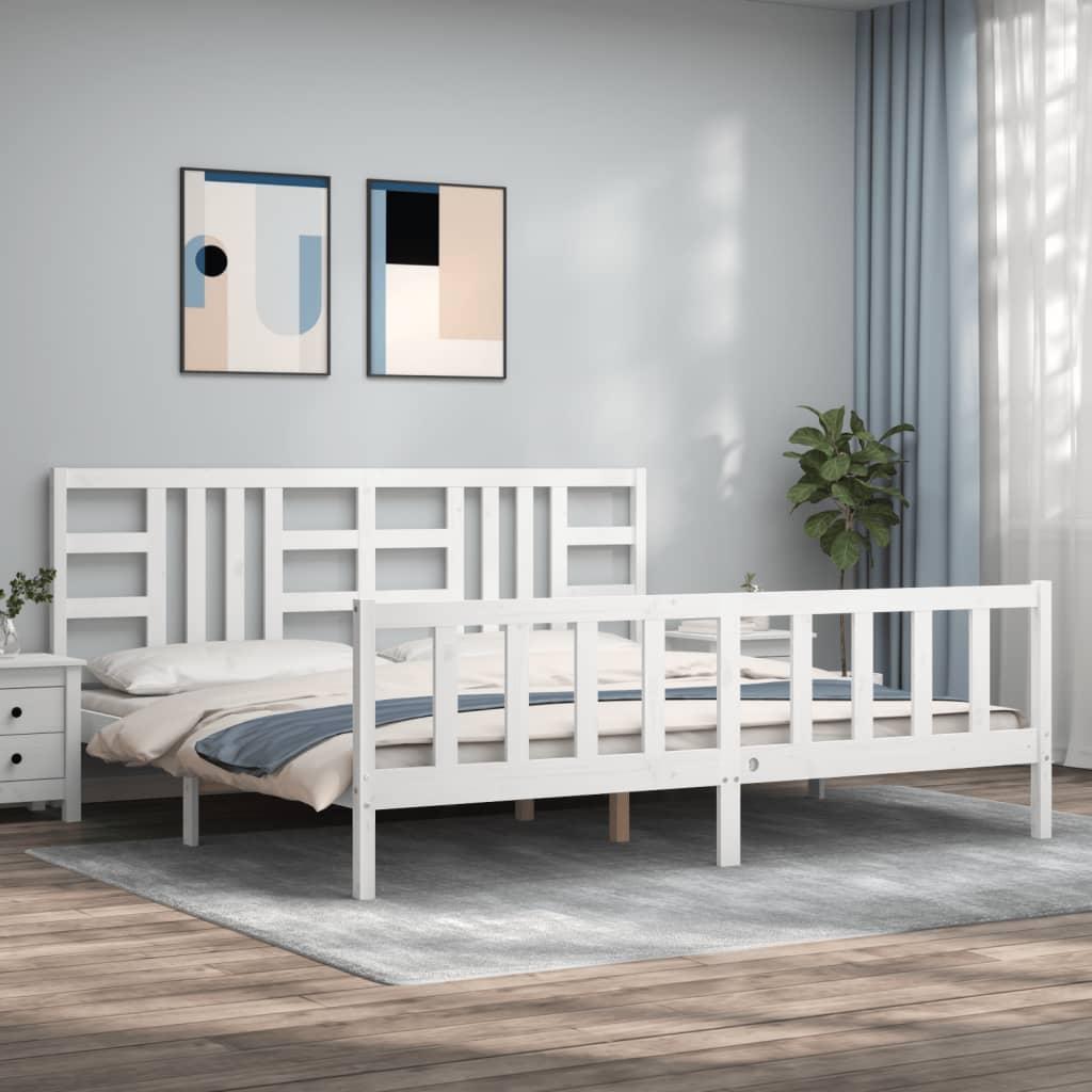 Sengeramme uden madras 200x200 cm massivt fyrretræ hvid