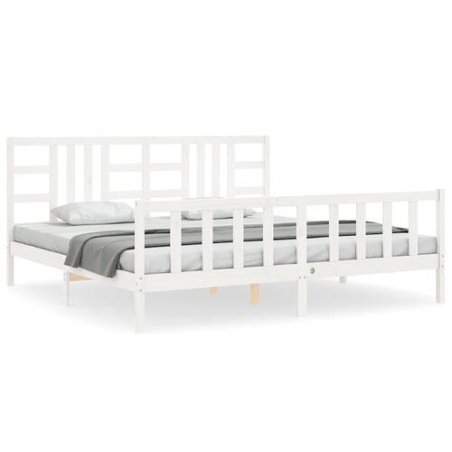 Sengeramme uden madras 200x200 cm massivt fyrretræ hvid