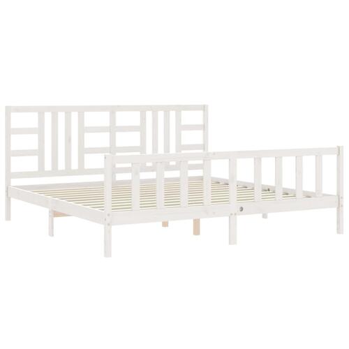 Sengeramme uden madras 200x200 cm massivt fyrretræ hvid