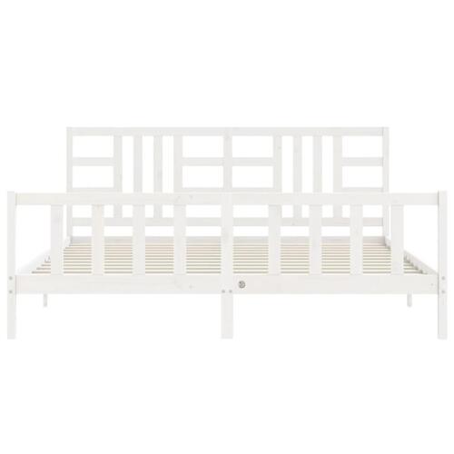 Sengeramme uden madras 200x200 cm massivt fyrretræ hvid