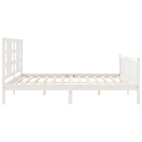 Sengeramme uden madras 200x200 cm massivt fyrretræ hvid