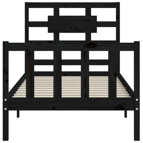 Sengeramme med sengegavl Small Single massivt træ sort