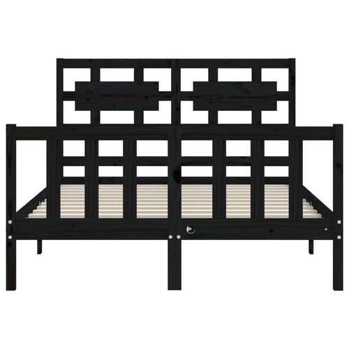 Sengeramme med sengegavl 140x190 cm massivt træ sort