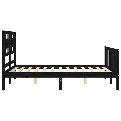 Sengeramme med sengegavl 140x190 cm massivt træ sort
