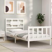 Sengeramme uden madras 100x200 cm massivt fyrretræ hvid