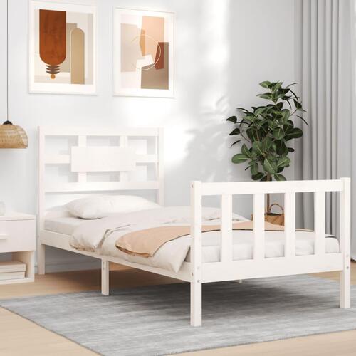 Sengeramme uden madras 100x200 cm massivt fyrretræ hvid