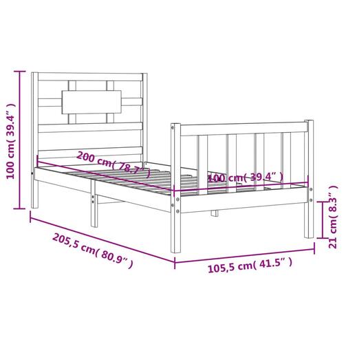 Sengeramme uden madras 100x200 cm massivt fyrretræ hvid