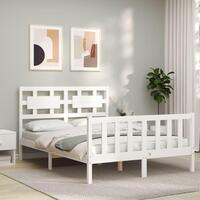 Sengeramme uden madras 120x200 cm massivt fyrretræ hvid