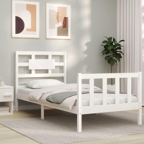 Sengeramme uden madras 90x200 cm massivt fyrretræ hvid