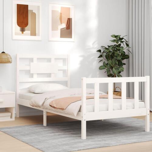 Sengeramme uden madras 90x200 cm massivt fyrretræ hvid