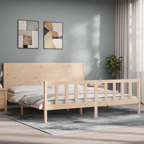 Sengeramme uden madras 200x200 cm massivt fyrretræ