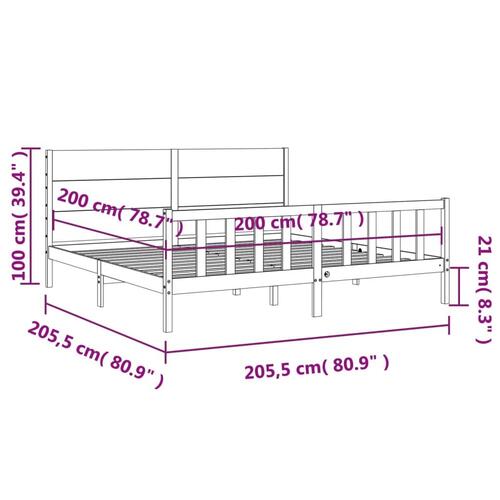 Sengeramme uden madras 200x200 cm massivt fyrretræ