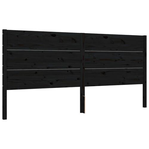 Sengeramme med sengegavl 200x200 cm massivt træ sort