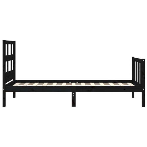Sengeramme med sengegavl Small Single massivt træ sort