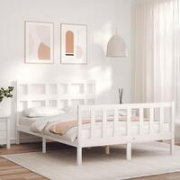 Sengeramme med sengegavl Small Double massivt træ hvid