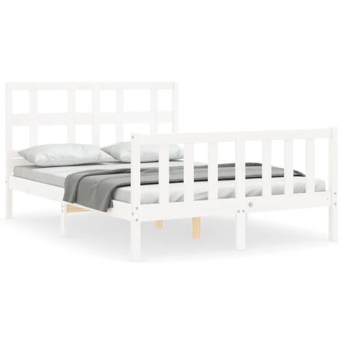 Sengeramme med sengegavl Small Double massivt træ hvid