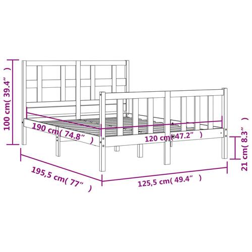 Sengeramme med sengegavl Small Double massivt træ hvid