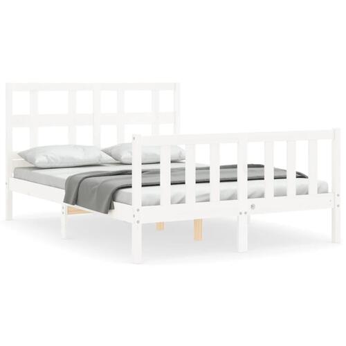 Sengeramme uden madras 140x190 cm massivt fyrretræ hvid