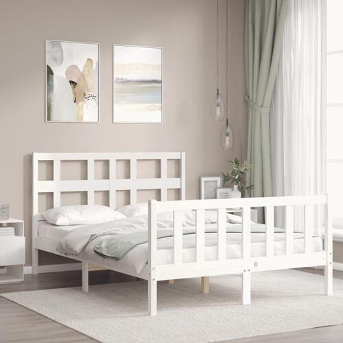 Sengeramme uden madras 140x190 cm massivt fyrretræ hvid