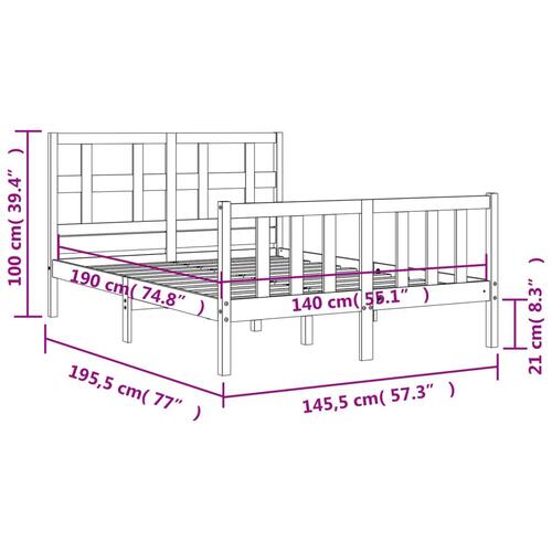 Sengeramme uden madras 140x190 cm massivt fyrretræ hvid