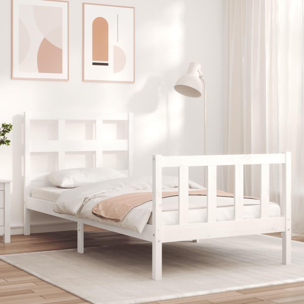 Sengeramme uden madras 90x200 cm massivt fyrretræ hvid