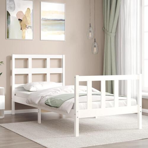 Sengeramme uden madras 90x200 cm massivt fyrretræ hvid