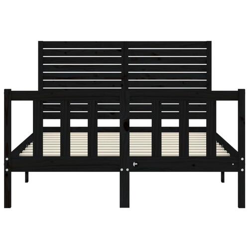Sengeramme med sengegavl 140x190 cm massivt træ sort