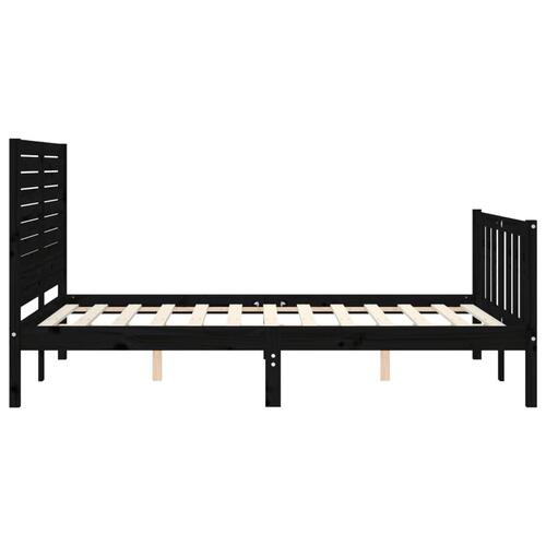 Sengeramme med sengegavl 140x190 cm massivt træ sort
