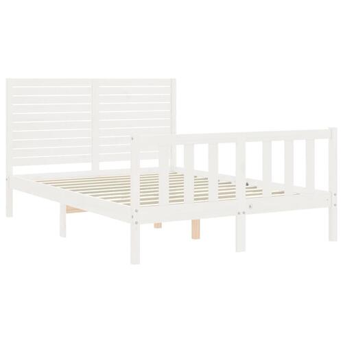 Sengeramme med sengegavl Small Double massivt træ hvid