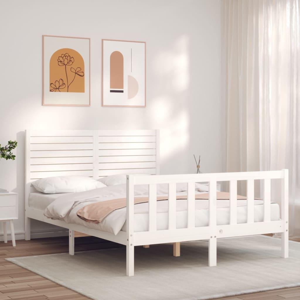 Sengeramme uden madras 120x200 cm massivt fyrretræ hvid