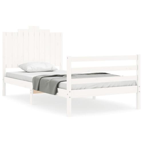 Sengeramme med sengegavl 100x200 cm massivt træ hvid