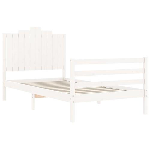 Sengeramme med sengegavl 100x200 cm massivt træ hvid